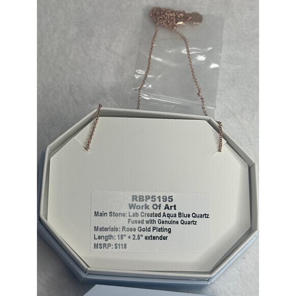 Bomb Party RBP5195 "Work of Art" Necklace Lab Created Aqua Blue Quartz - Picture 2 of 2